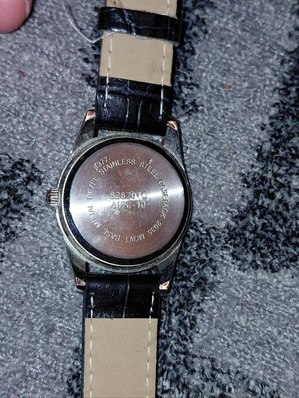 Vintage Joan Rivers Classics Silver Tone Quartz Watch Black Leather Strap CC